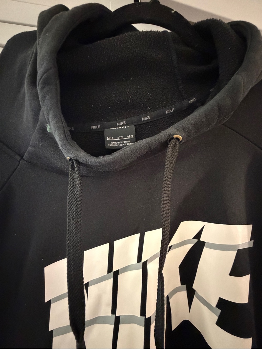 Nike Black Pullover Hoodie with White Stacked Logo - Picture 4 of 5